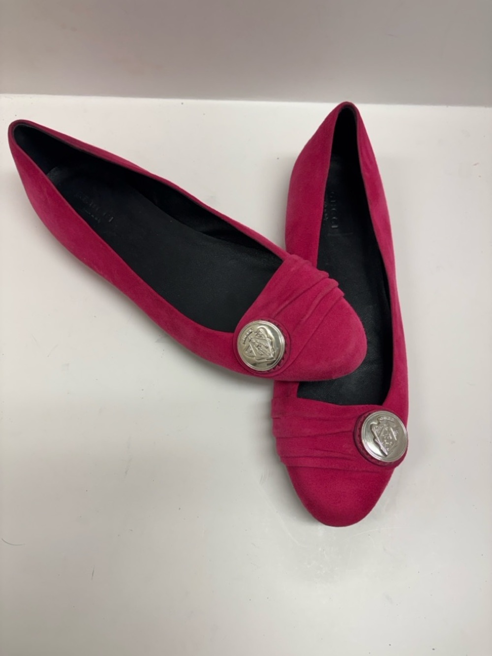 GUCCI FLAT SHOES SIZE 39.5 (APPROXIMATELY US 9) HOT PINK SUEDE - Picture 4 of 11